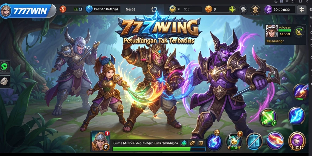 Screenshot utama permainan <strong>777WIN</strong> menampilkan aksi seru dalam pertempuran MMORPG.