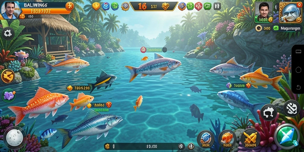Screenshot BALIWIN66 menampilkan gameplay seru Tembak Ikan.