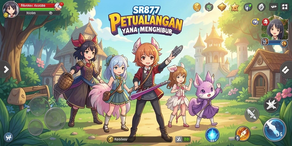 Tampilan gameplay menarik dengan aksi karakter anime.